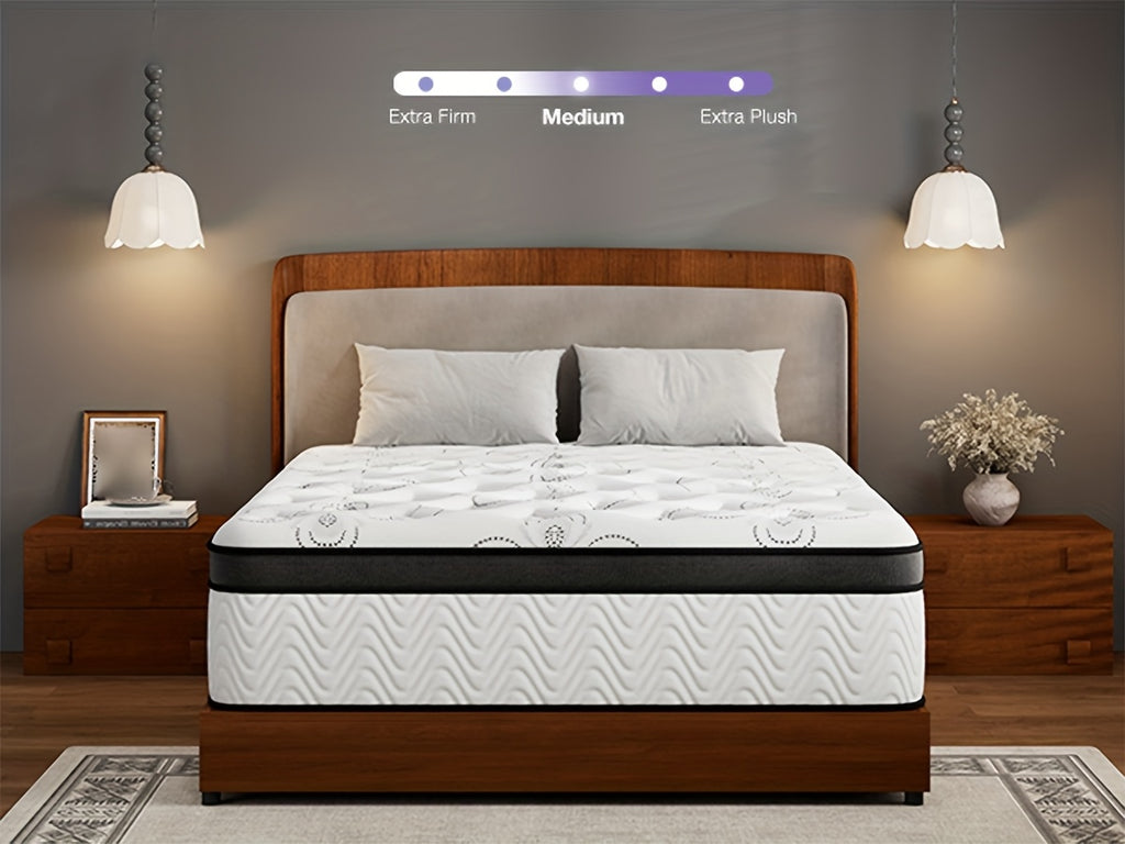 12-Inch Mattress, Memory Foam And Pocketed Coils Hybrid Mattress with Pressure Relief, Motion Isolation, Edge Support, Plush Feel, Mattresses in a Box