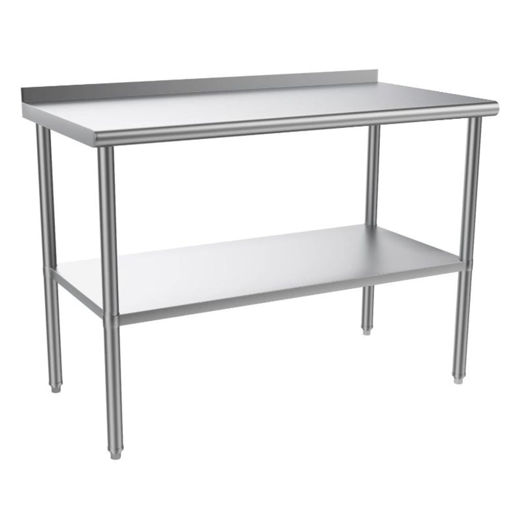 Stainless steel ready-made workbench, commercial heavy-duty workbench and workstation, suitable for metal dining tables in kitchens, restaurants, homes and hotels, with adjustable base frame and waterproof board