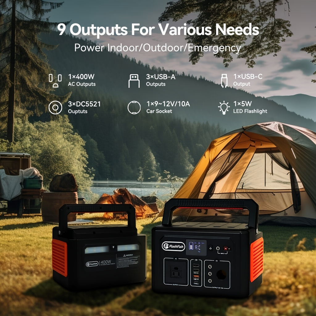 400W Portable Solar Power Station with 100W Foldable Solar Panel - 400Wh Lithium Battery Box with 400W 110V AC Outlets/DC/USB, with 60/100W Solar Panel Foldable, Ideal Off-Grid Power Supply Battery Power Bank for Home Emergency & Outdoor Camping