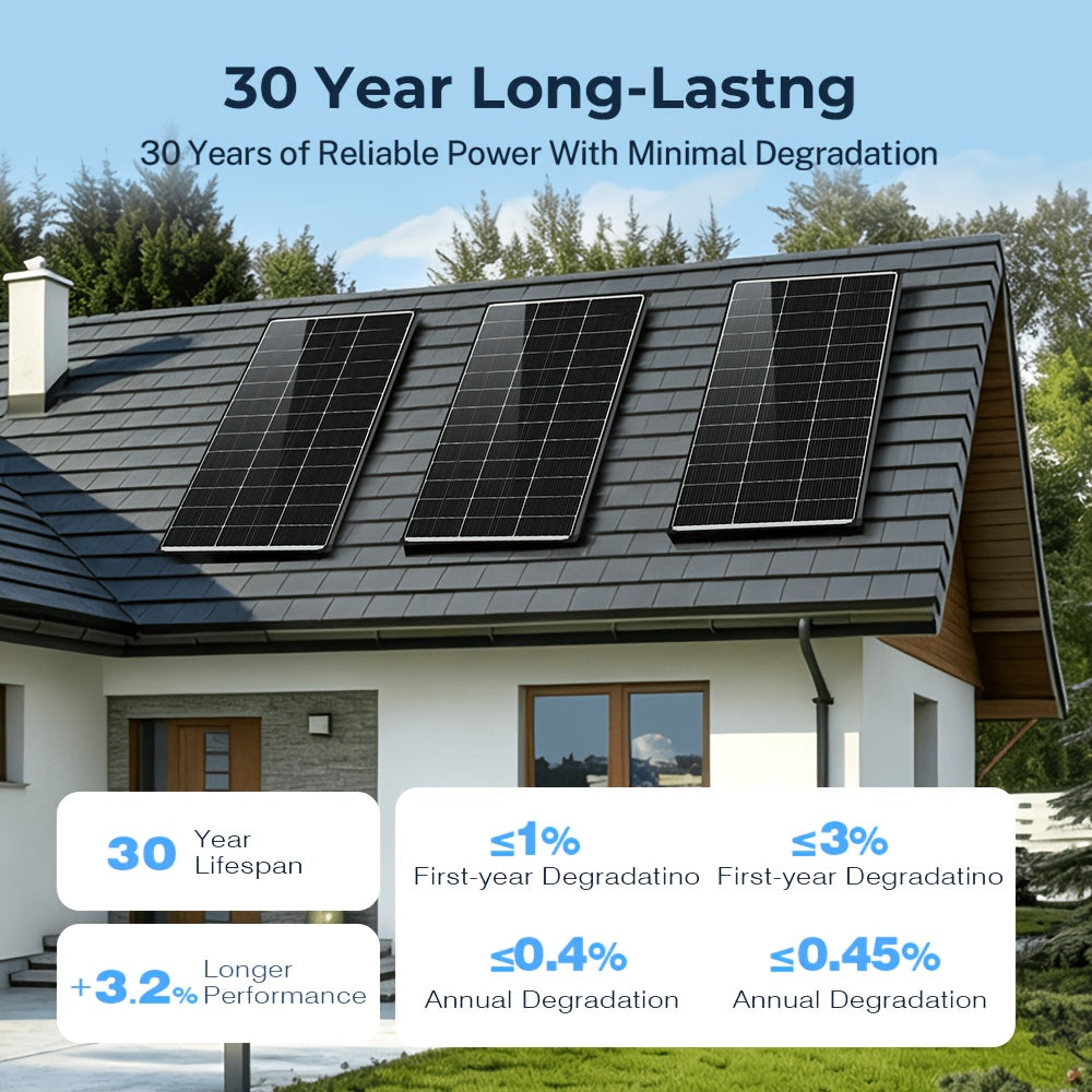Bifacial Solar Panel Set, 400W Four-Panel Configuration for Rooftop, Farm, RV and Off-Grid Power Systems