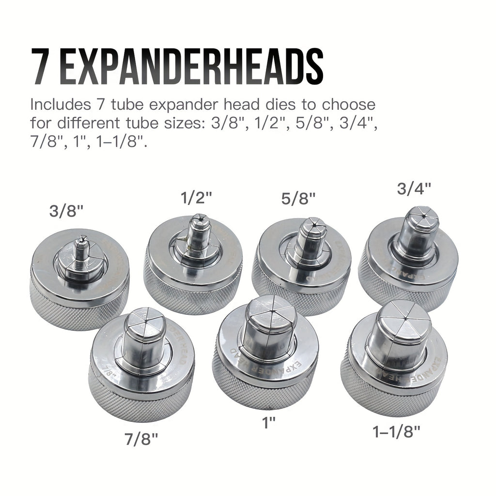 [Hydraulic Swaging Tool] Tube Expander Hydraulic Swaging & Expanding Tool Kit, 3/8" to 1-1/8" Range, Includes 7 Interchangeable Heads