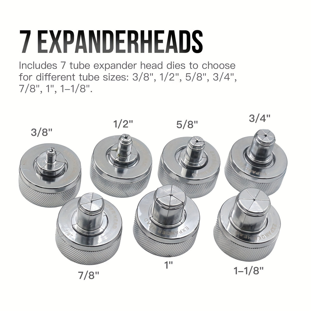 [Hydraulic Swaging Tool] Tube Expander Hydraulic Swaging & Expanding Tool Kit, 3/8" to 1-1/8" Range, Includes 7 Interchangeable Heads
