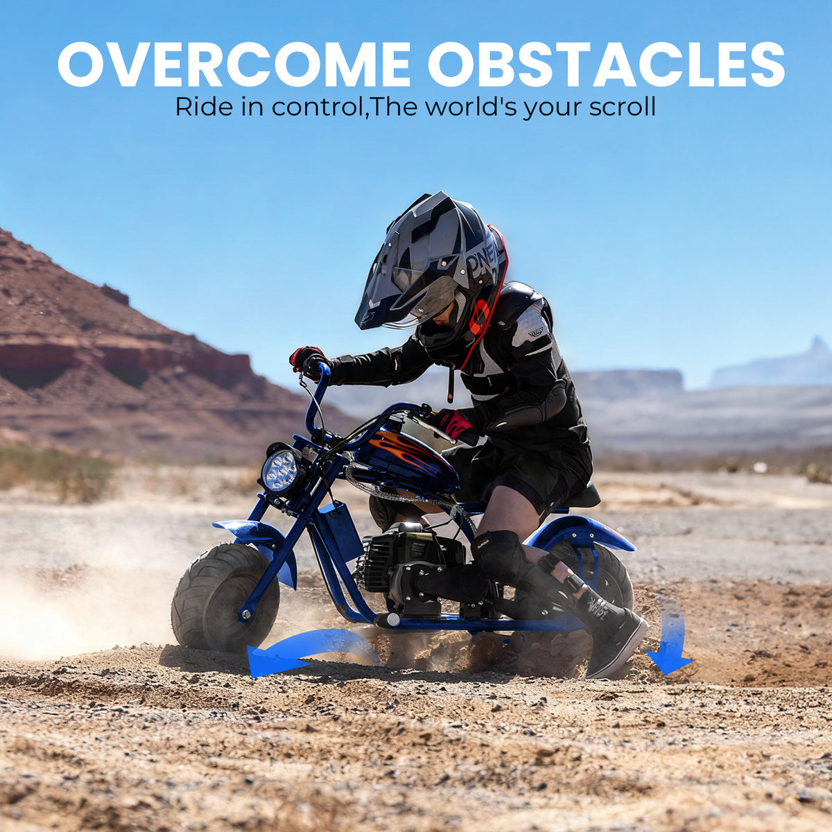 Mini Dirt Bike, DB004 Model 39 CC 4-Stroke Gas Chopper Bike with Off-Rode Tire, Disc Brakes, Max Load 160Lbs, Up to 18Mph