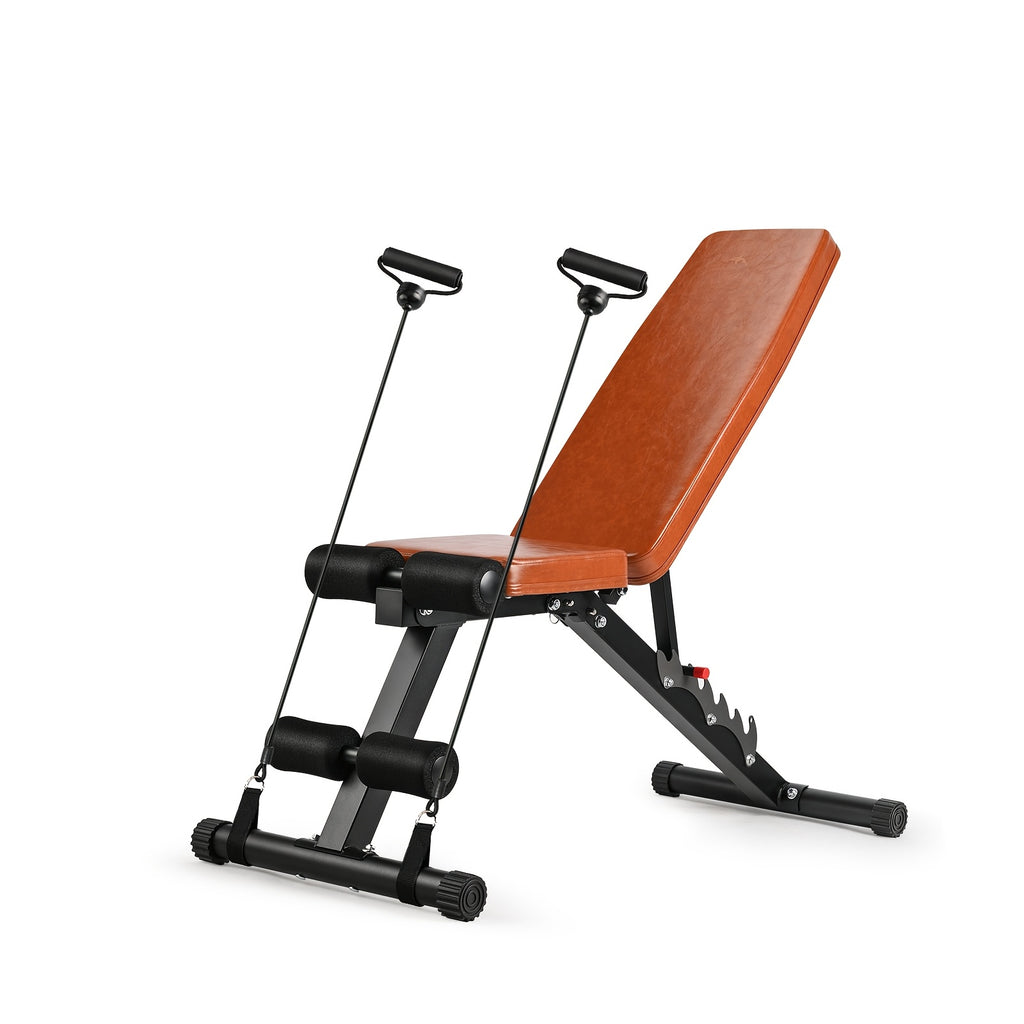 Heavy Duty Adjustable Weight Bench with Resistance Bands And Leg Support, Multi-Function Sit-Up Bench for Home Strength Training, Bench Press, Push-Ups And Ab Workout