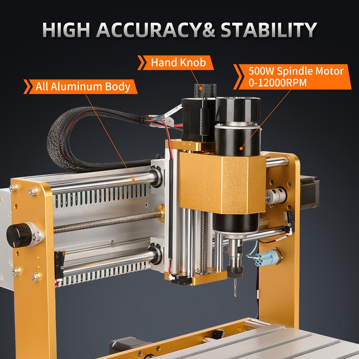 LUNYEE 500W All Metal CNC Machine, 3018 Pro Max CNC Wood Router Machine, 3-Axis Metal Milling Machine for Cutting Wood, Acrylic, PCB Plastic, Working Area: 300 X 180 X 80mm