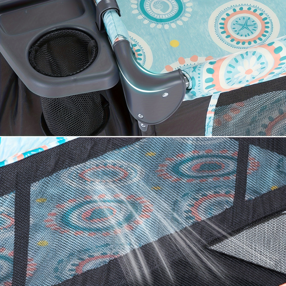 The 5-in-1 Portable Baby Bassinet With Side Bed Features A Detachable Changing Table, Mattress, Storage Shelf, Music Player, And Three Height Settings, Providing A Spacious Playpen For Baby. A Great Birthday Gift.Approx. 29.1 Lbs (max Rec. 19 Lbs)