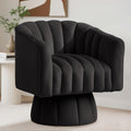Rotating Decorative Chair, 360° Swivel Barrel Chair, Mid-century Modern Chair, Wide Soft Cushion, Modern Velvet Fabric, Round Armchair, Suitable For Living Room, Lounge, Bedroom, Black, Free Shipping