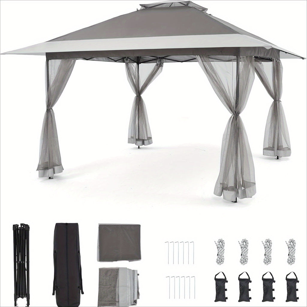 Bezseller Quick Pop-Up Gazebo Tent with Mosquito Netting - Large Portable Outdoor Canopy, Oxford Tarp, Easy Setup Shelter Suitable for Patio, Garden, Backyard Parties, Camping, Picnic, Poolside - Lightweight & Sturdy Frame