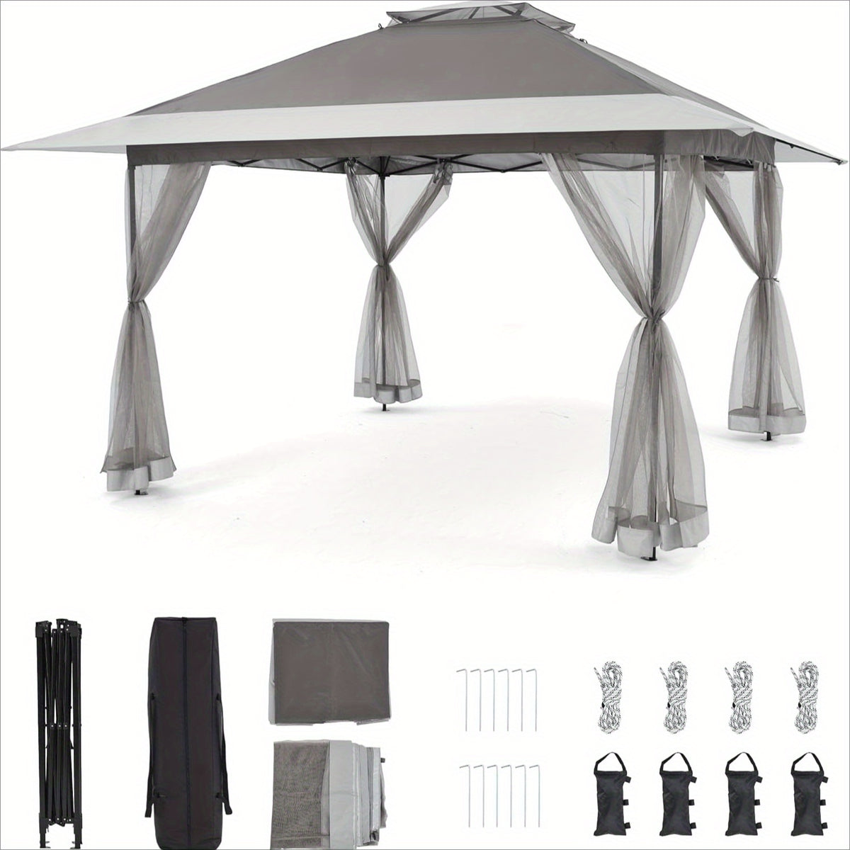 Bezseller Quick Pop-Up Gazebo Tent with Mosquito Netting - Large Portable Outdoor Canopy, Oxford Tarp, Easy Setup Shelter Suitable for Patio, Garden, Backyard Parties, Camping, Picnic, Poolside - Lightweight & Sturdy Frame