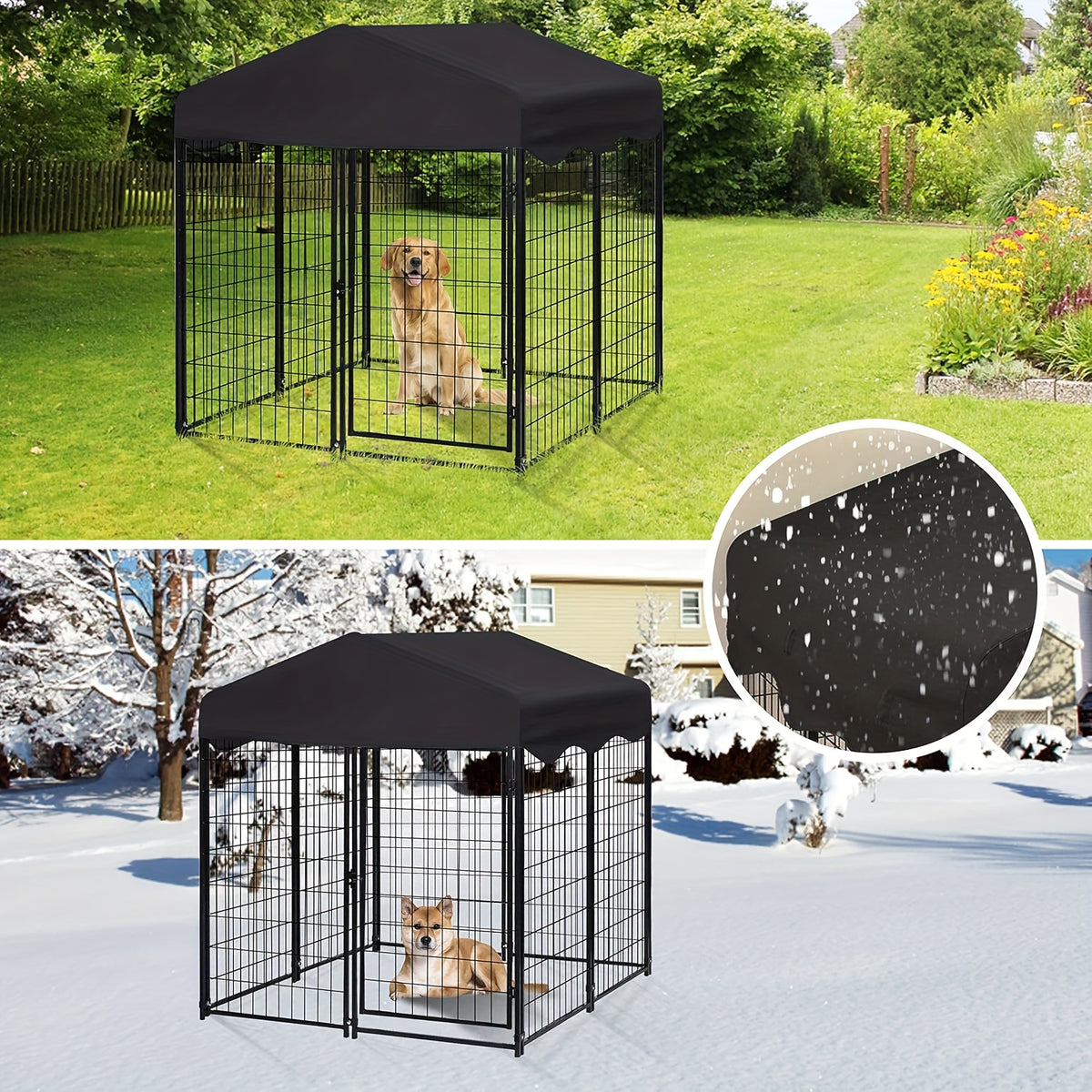 [Heavy Duty Dog Cage] Outdoor Dog Kennel, Heavy Duty Dog Cage With Roof, For Medium To Small Dogs Outside 4Ft X 4Ft X 4.5Ft, Large Pet Crate Cage Dog Playpen