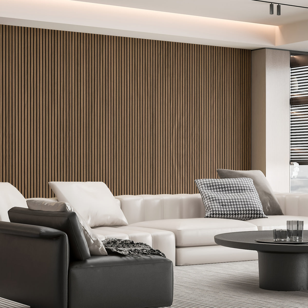 [Wall Panels Decor] 4-Pack 93" X 12" Wall Panels For Interior Wall Decor, Wood Panels For Wall And Ceiling, 3D Wood Slat Wall Panel/Fluted Sound-Absorbing Panel, With Screws