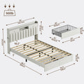 MRAEER Furniture Offers a Tri-Color Upholstered Bed Frame Available in Full, Queen, And King Sizes, Featuring Four Drawers And a Charging Station. Mattress Not Included, Operates Silently, And Does Not Require a Box Spring