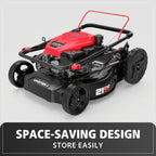 21" Self-Propelled Gas Lawn Mower with 165cc 4-Stroke Engine, RWD Gas Powered Mower for Large Yards & Hills, 3-in-1 Mulching/Bagging/Side Discharge, 6 Adjustable Heights