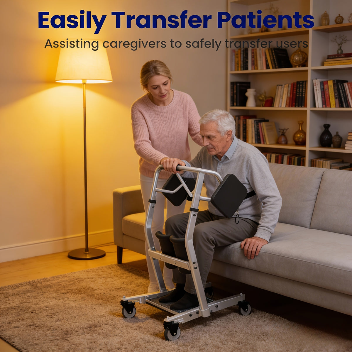 Sit to Stand Lift, Stand Assist Lift for Elderly, Patient Transport Unit, Stand Lift Assistance for Muscle Building & Fall Prevention, Standing Transfer Device for Home Care Use
