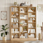 FULTRU Triple Wide Bookshelf, 6 Tier Large Bookshelf, Bookcase with 17 Open Display Shelves, 74'' Tall Bookcases And Bookshelves for Living Room, Home Office, Library