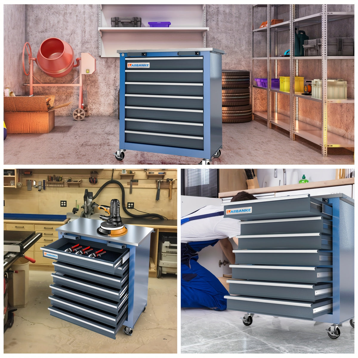 [Tool Storage Cabinet] (7 Drawers) Rolling Tool Chest, Tool Storage Cabinet With Lock System, Toolbox With 4 Wheels, Suitable For Garages And Warehouses, Storing Tools Makes Them More Orderly And Easy To Store