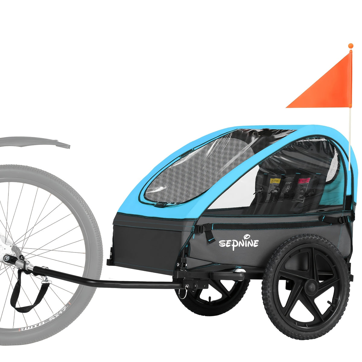 Bicycle Trailer, Double Seat Trailer, Large Tires, Foldable for 1 to 2 People, Maximum Load Capacity 88.18LB
