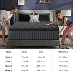 EVLWZL 10"/12"/14" Gel Memory Foam Hybrid Pocket Spring Twin Full Queen King Size Bed Mattress in A Box, Medium Firm Premium High Quality Innerspring Hybrid And Cooling Gel Memory Foam Mattress And Motion Isolation