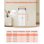 VEVOR Bifold Barn Door, 24" x 84"/36" x 84", MDF Bi-Fold Sliding Closet Doors, Hardware Kit Included, H-Frame Space-Saving Design, Need to Assemble, for Bedroom, Living Room, Wardrobe and Room Divider, White