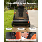 VEVOR Push Lawn Sweeper, 30 in Leaf & Grass Collector with 12 cu. ft. Hopper Bag, Adjustable Brush Height & Spinning Brushes, Heavy Duty Yard Sweeper with Rubber Wheels for Leaves Grass Cleanup