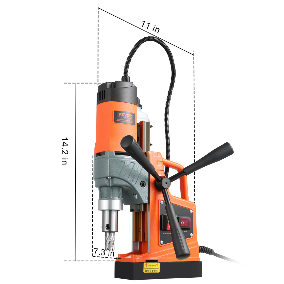 VEVOR Magnetic Drill, 1450W 1.57" Boring Diameter, 12500N 850 RPM Portable Electric Mag Drill Press, Drilling Machine for any Surface Home Improvement Industry Railway