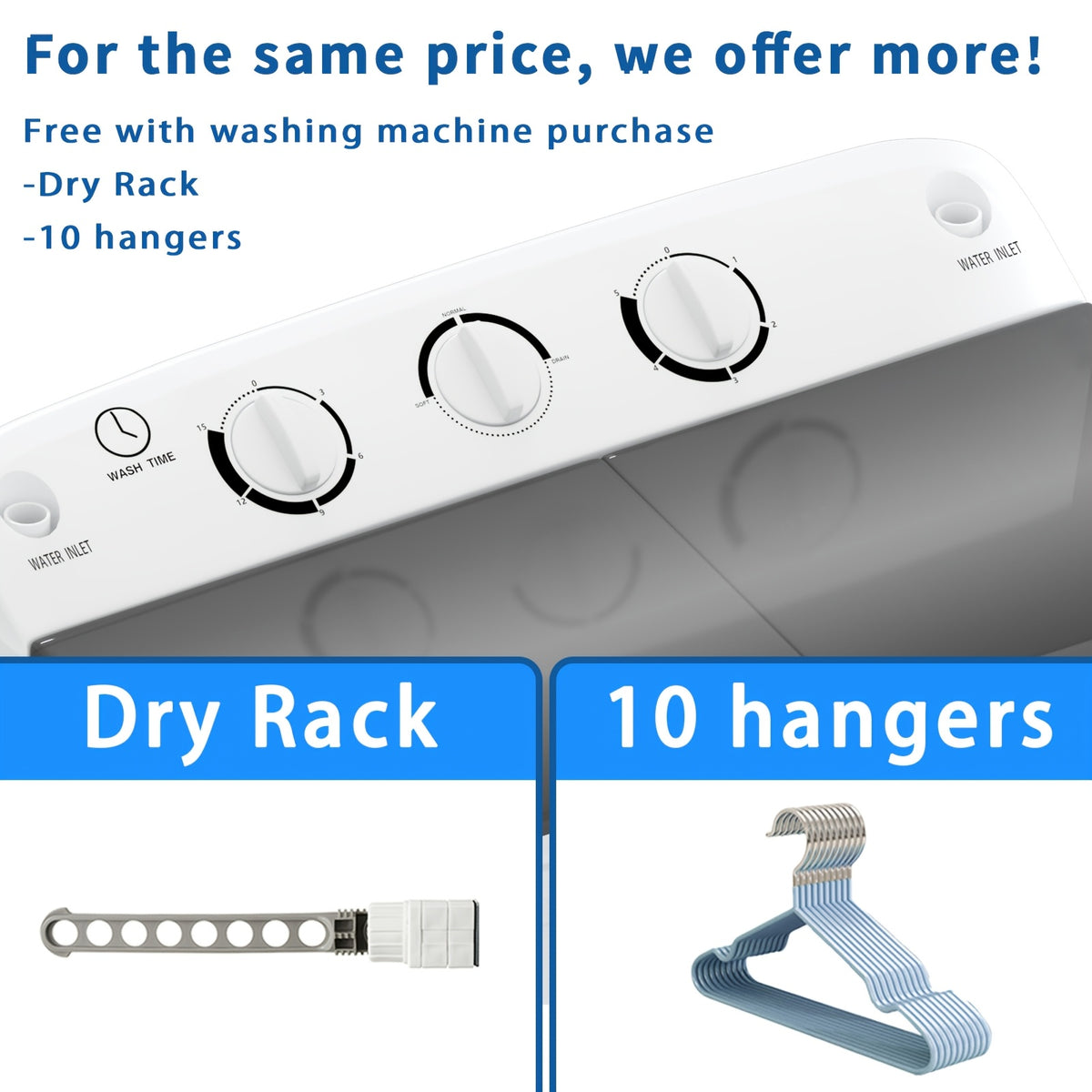 18Lbs Compact Mini Twin Tub Washing Machine with Drying Rack, 11Lbs Washer Mini Compact Laundry Machine And 7Lbs Spinner, 1300RPM, Convenient And Efficient for Dorms, Apartments