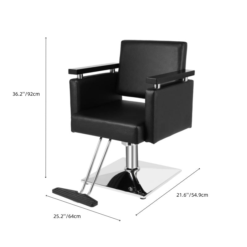 Omysalon Hydraulic Styling Chair for Hair Salon, Modern Hairdressing Barber Chair W/Square Base And Footrest, 360 Degrees Swivel, Beauty Spa Equipment
