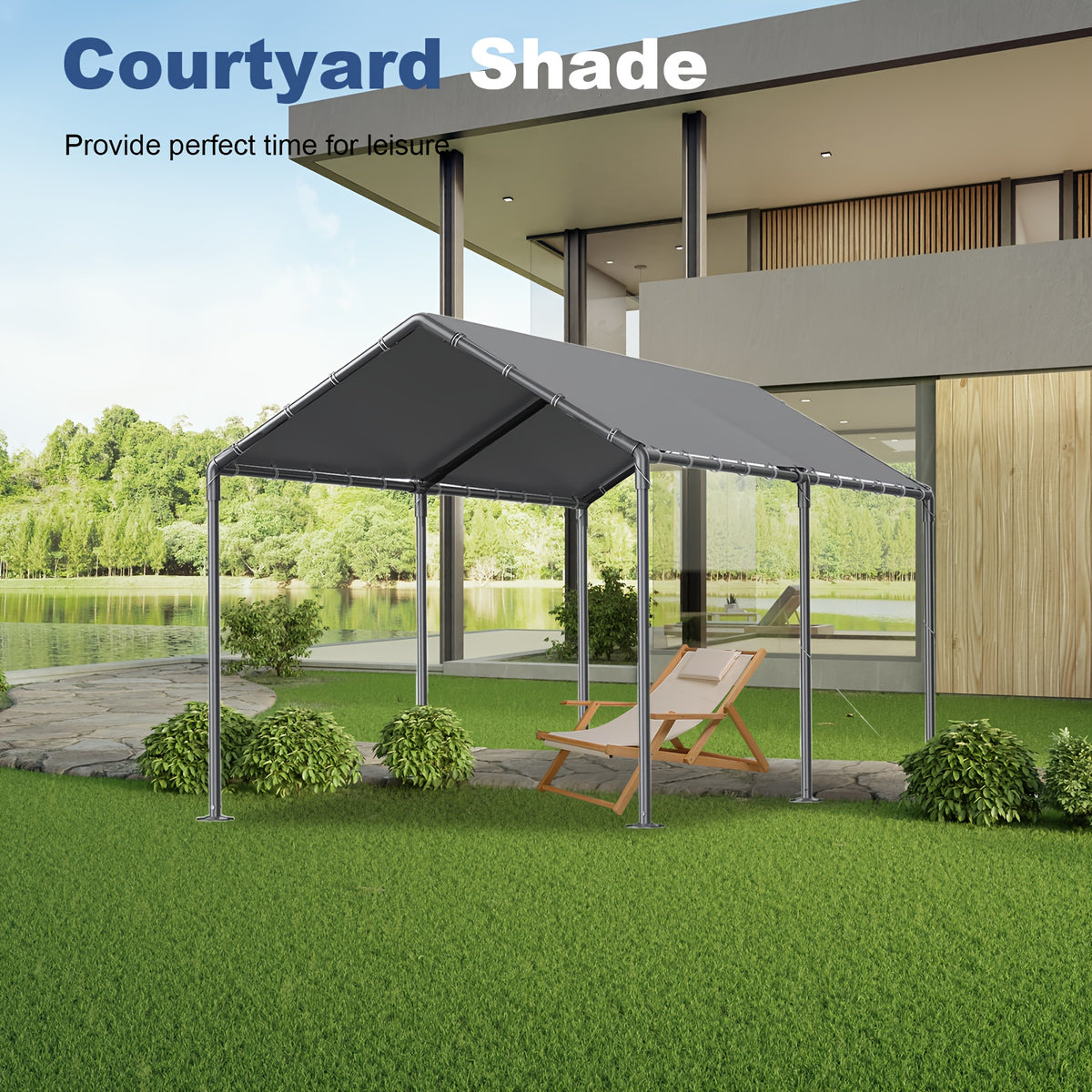 10X20 Carports, Portable Garage Carport with Heavy Duty Frame And Waterproof Carport Canopy