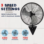 [Wall Mount Fan] 2pcs Wall Mount Fan - 20 Inch Oscillating, 3-Speed High Velocity, Max. 7000 CFM, Industrial Wall Fan for Indoor, Commercial, Residential, Warehouse, Greenhouse, Workshop, Basement, Garage, Black