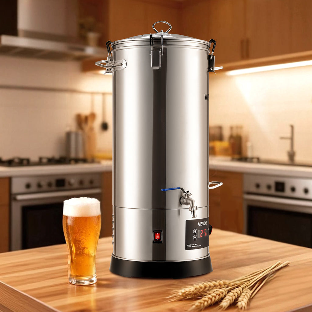 VEVOR Beer Brewing Equipment, 8 Gal/30L 304 Stainless Steel Home Beer Brewer,1500W All-in-One Home Brewing Kit, Tall strainer, Integrated Inner Barrel & Reinforced Handle
