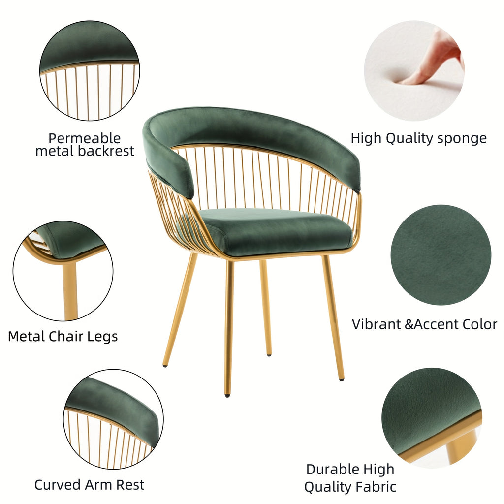 DYHOME 2pcs Modern Reception Chairs Visitor Chairs for Office, Living Room, Kitchen, Elegant Fabric Accent Chair with Comfortable Padded Back and Metal Legs