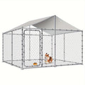 TITIMO Heavy Duty Outdoor Dog Kennel Large Dog Cage Galvanized Steel Pet Playpen House With Waterproof UV-Resistant Cover, Metal Mesh, Secure Lock (90 X 90 X 63 Inches)