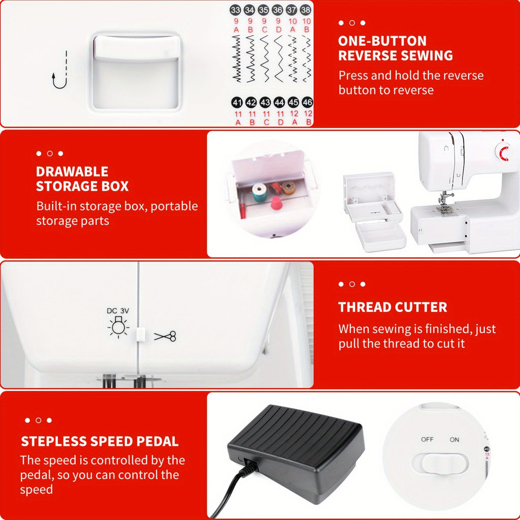 Sewing Machine -59 Needle Pedal Sewing Machine, 705 Multifunctional Home Sewing Machine, Two Options for Double Needle Sewing Mode And Single Needle Sewing Mode, Capable Of Sewing Up to 6 Layers Of Fabric, Meeting DIY Sewing Needs