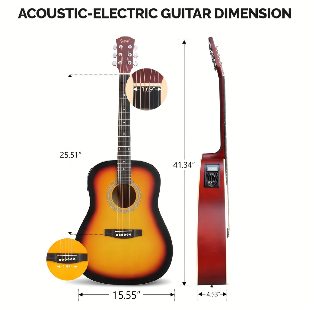 Glarry 41-Inch Acoustic Guitar Set, Full Size Style, Spruce Panel, with Built-In Tuner, 20W AMP, Gig Bag, Strap, Complete Additions, for Beginner Students, Birthday/Festival Gift for Music Lovers