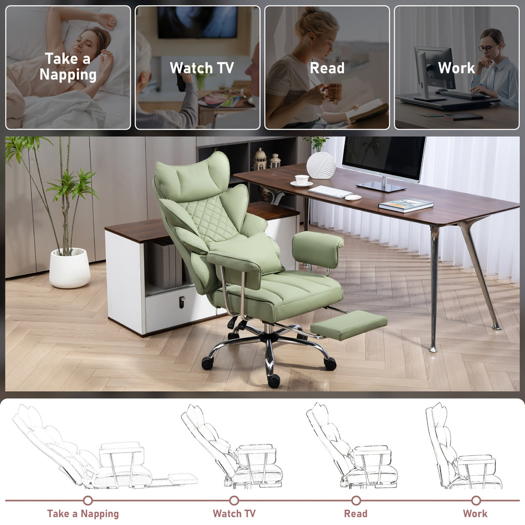Sturdy High-Back Office Chair, Comfortable Gaming Chair, Office Chair Featuring Cushioned Armrests And Footrest, Adjustable Height Home Office Chair