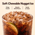 Countertop Nugget Ice Maker, Qunler 33/44 Lbs/Day Self-Cleaning Soft Chewable Pellet Ice Machine with Ice Scoop & Ice Basket for Iced Coffee, Soda, Tea, Cold Drinks, Kitchen, Office, RV, Camping, Stainless Steel, Black