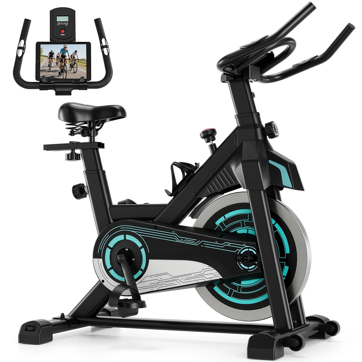Silent Home Exercise Bike, 330 Lbs Weight Capacity, Indoor Fitness Bicycle with Tablet Holder and Display, Adjustable Resistance Cardio Trainer, Home Fitness Equipment