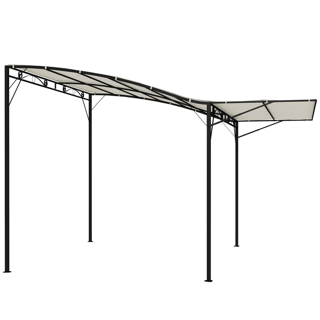 10' x 8' Outdoor Pergola and Patio Gazebo, Extendable Side Awning, Sun Shade Shelter for Garden, Camper, Deck, Doors and Windows, Cream White