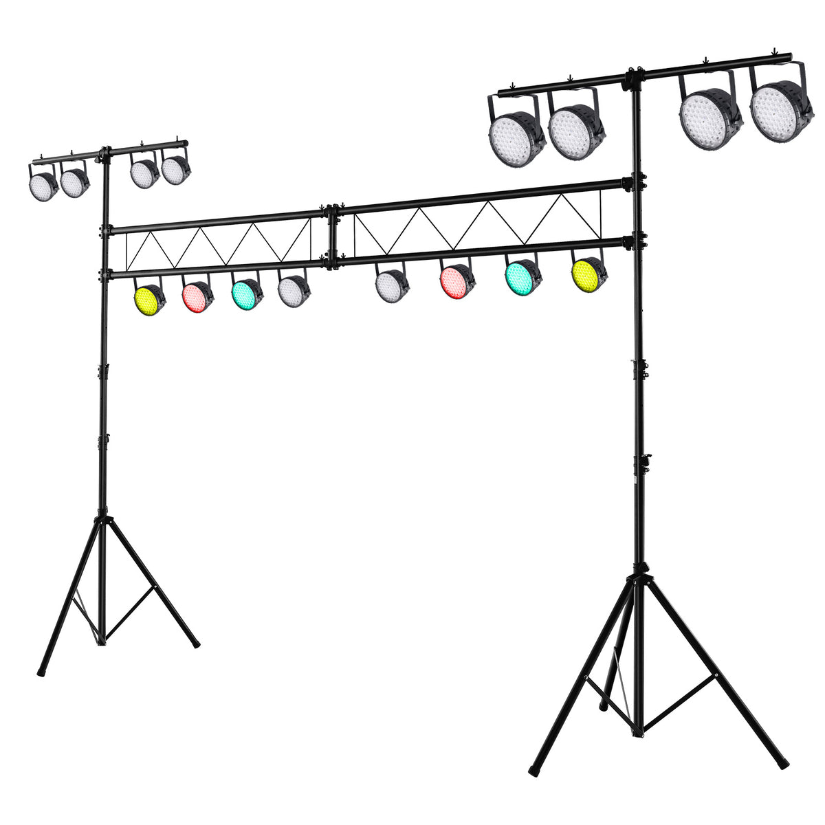 LIFEZEAL Heavy-Duty Metal Lighting Truss System - Adjustable Height 5.9ft to 11.5ft, Retractable T Bar, Non-Slip Pads & Locking Pins for Portable Audio Stages