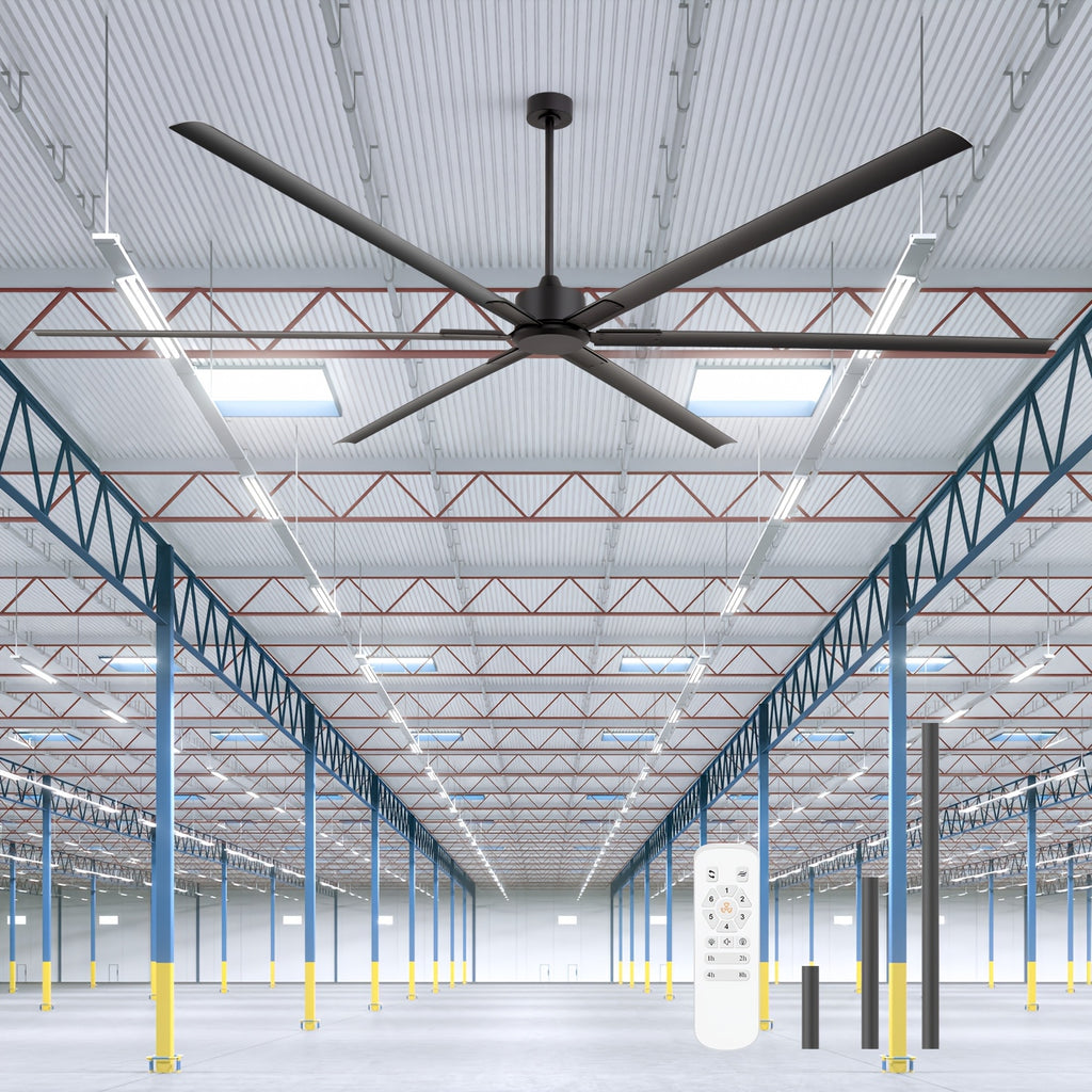 [Industrial Ceiling Fan] 120-Inch HVLS Industrial Ceiling Fan Suitable for Large Commercial Spaces - Heavy-Duty Remote Control System with Silent DC Motor, 6- Low-Profile Downrod Mount, Full Coverage for Warehouses, Gyms, Workshops, Use (No Light)