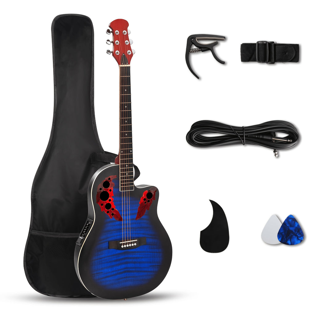 [Birthday Festival Gift] Bonnlo 41in Cutaway Acoustic-Electric Guitar, Basswood Body&ABS Back, Full Size Acoustic Guiatr Starter Kit for Beginner, Birthday/Festival Gift for Muisc Lover