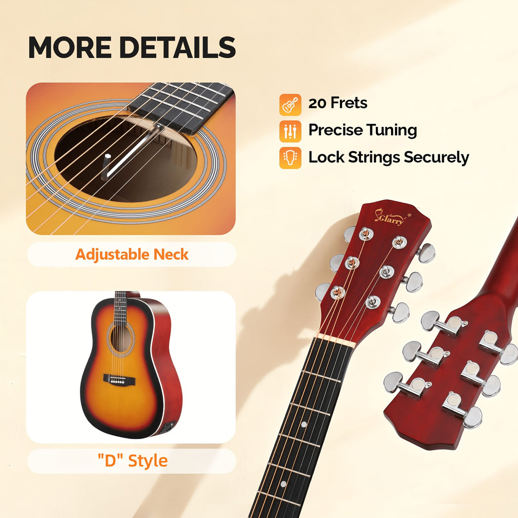 Glarry 41-Inch Acoustic Guitar Set, Full Size Style, Spruce Panel, with Built-In Tuner, 20W AMP, Gig Bag, Strap, Complete Additions, for Beginner Students, Birthday/Festival Gift for Music Lovers