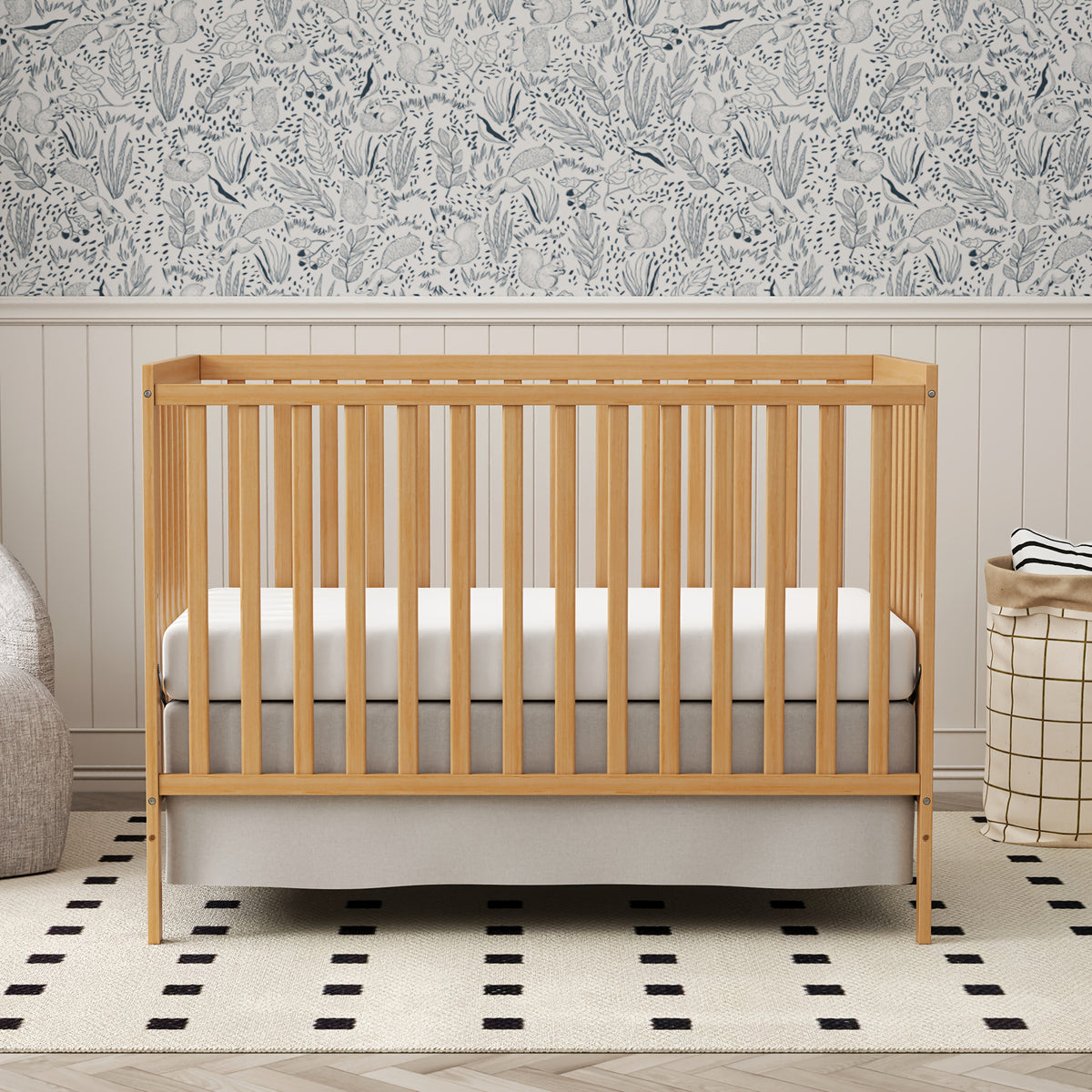 Goldzone Crib 5in 1 Convertible, Wooden Newborn Essentials Convertible to Toddler Bed, Sofa Bed and Full Size Bed, Baby Cribs with 4 Adjustable Bases for Nursery Decor, Baby Stuff Clearance, Item Weight: 37lbs, Maximum Weight Recommendation: 50lbs