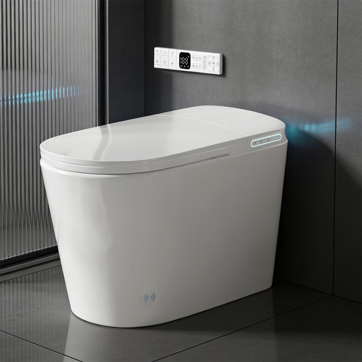 [Smart Toilet] Smart Toilet with Built-in Feminine Wash Function — Features Seat Heating and Night Light, Supports Warm Water Bidet and Warm Air Drying; Modern Tankless 1pc Design, Equipped with Soft-close Lid, Foot-operated Sensor, and Automatic Lid/seat