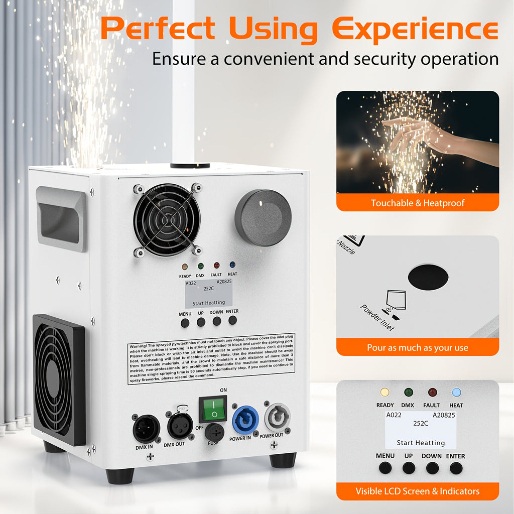 800W Top Spraying Electronic Flower Spraying Machine Stage Equipment Special Effect Machine Smart DMX Control Showing Machine For Wedding Musical Show Opening/Ending Ceremony Cold Spark Machine