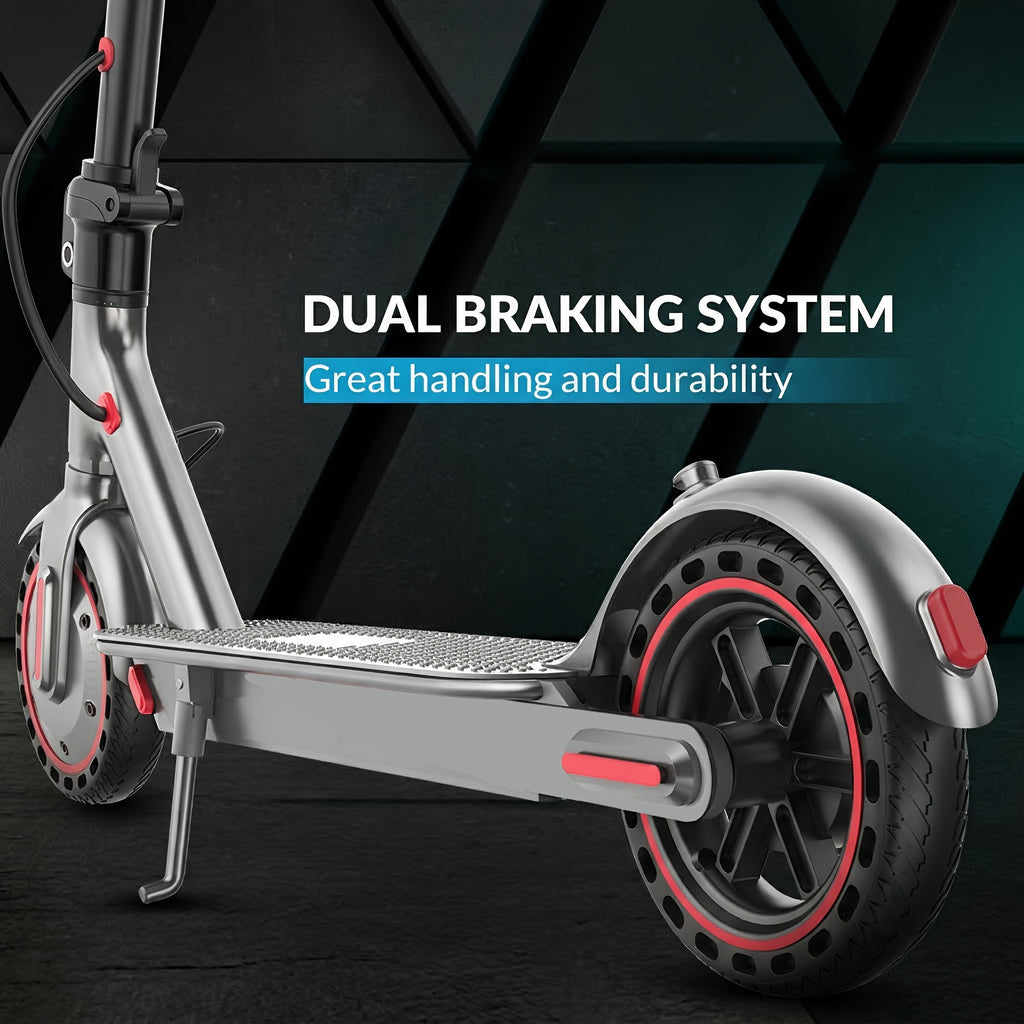 Long-Range Adult Electric Scooter with a Powerful 350W Motor, Top Speed of 19 Mph, Range of Up to 21 Miles, 8.5-Inch Solid Tires, Foldable Commuter Electric Scooter with APP Control, Dual-Brake System, LED Lights, And Portable Folding Design