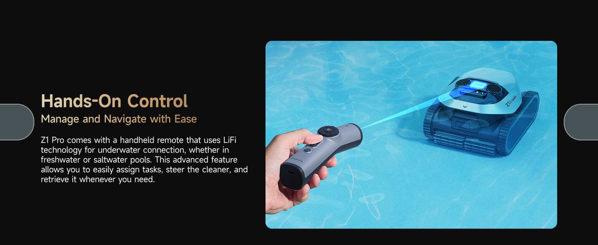 Dreame NEW Z1 Pro Cordless Robotic Pool Cleaner, LiFi Remote Control, 8000 GPH Suction, Waterline Horizontal Cleaning, Auto-Retrieval, Automatic Pool Vacuum for Above & In-Ground Pools, Upgraded Version