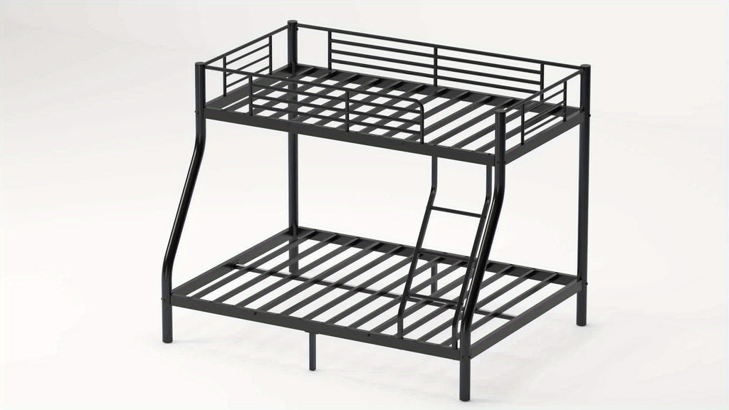 Bunk Beds Twin Over Twin/Full Size, Heavy Duty Metal Bunk Bed Frame With Angled Ladder For Spaces-Saving, Smooth Rounded Edges, Noise Free & Easy Assembly, Black