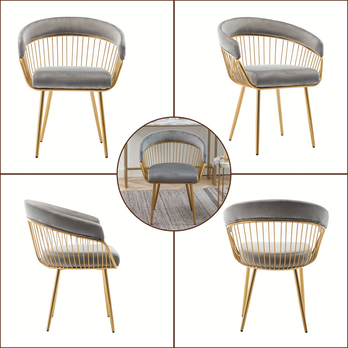 DYHOME 2pcs Modern Reception Chairs Visitor Chairs for Office, Living Room, Kitchen, Elegant Fabric Accent Chair with Comfortable Padded Back and Metal Legs