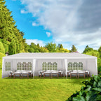 9X30' Outdoor Party Tent with 8 Removable Side Walls, Waterproof Canopy, Patio Wedding Pavilion, White, Suitable for Wedding, Gathering, Party, BBQ, Camping, Patio, Birthday Party, Graduation Ceremony